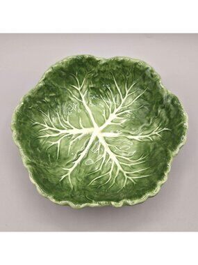 Pier 1 Imports Green Cabbage Leaves Collection Ceramic Bowl Hand Painted 8 Inch